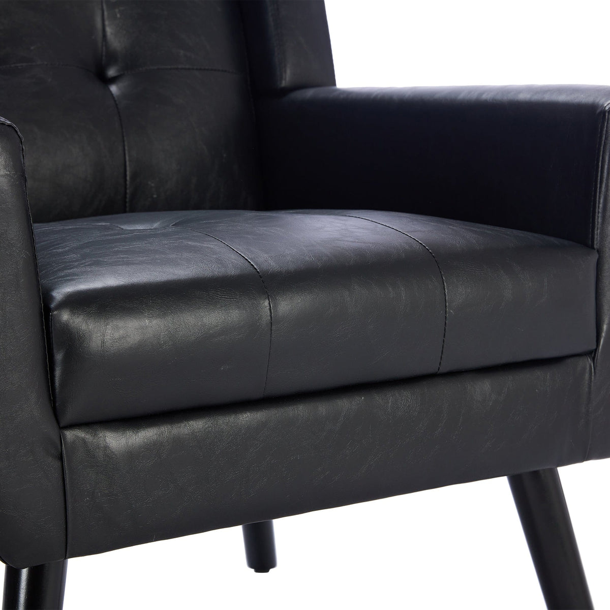 Sofa Chair Set Accent Chair Modern Soft Black Faux Leather Upholstered Accent Chair