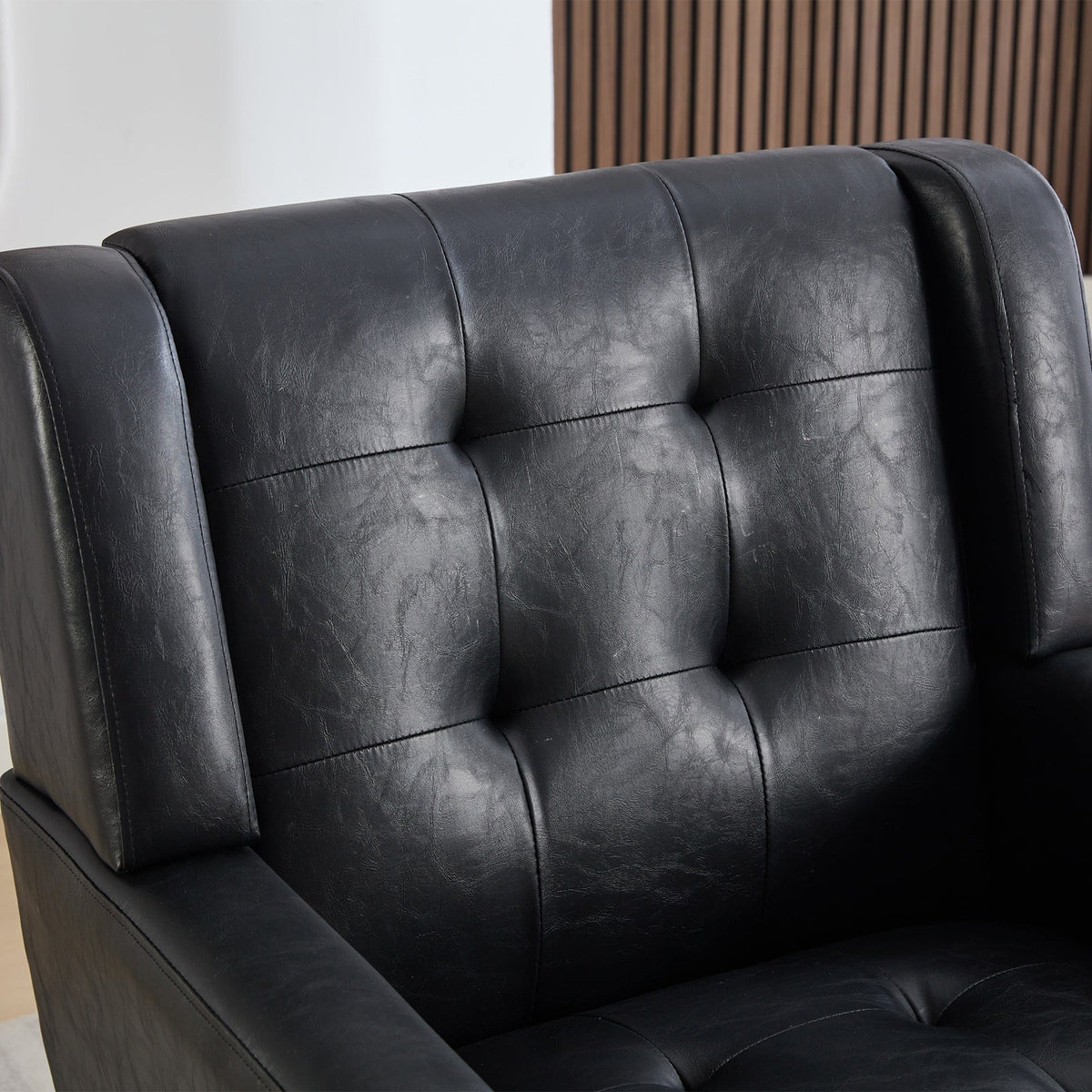 Sofa Chair Set Accent Chair Modern Soft Black Faux Leather Upholstered Accent Chair