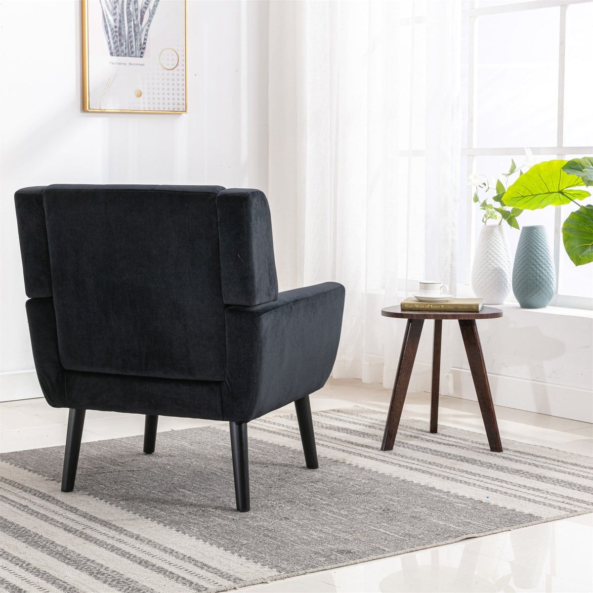 Sofa Chair Set Accent Chair Modern Soft Black Velvet Accent Chair