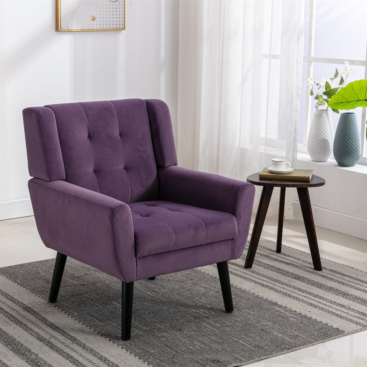 Sofa Chair Set Accent Chair Modern Soft Lavender Purple Velvet Accent Chair