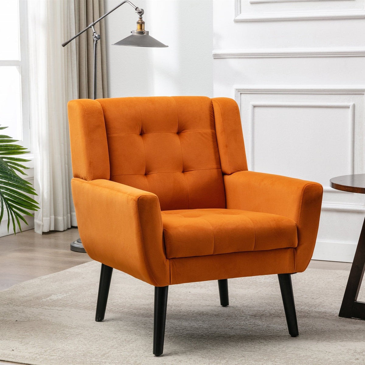 Sofa Chair Set Accent Chair Modern Soft Orange Velvet Upholstered Accent Chair