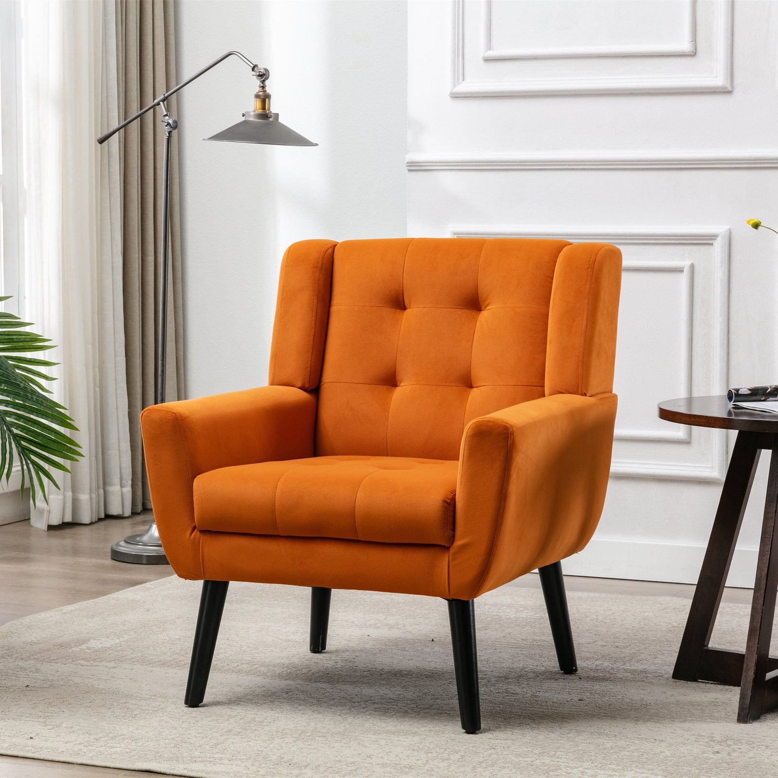 Sofa Chair Set Accent Chair Modern Soft Orange Velvet Upholstered Accent Chair