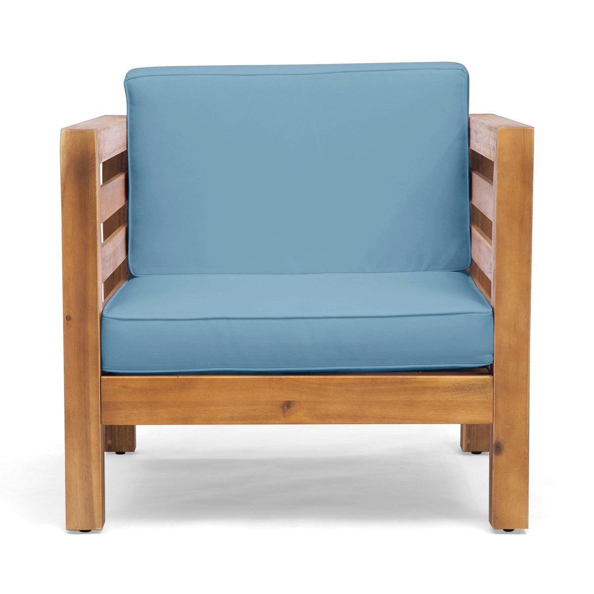 Sofa Chair Set Accent Chair Pecan and Blue Acacia Wood Club Chair