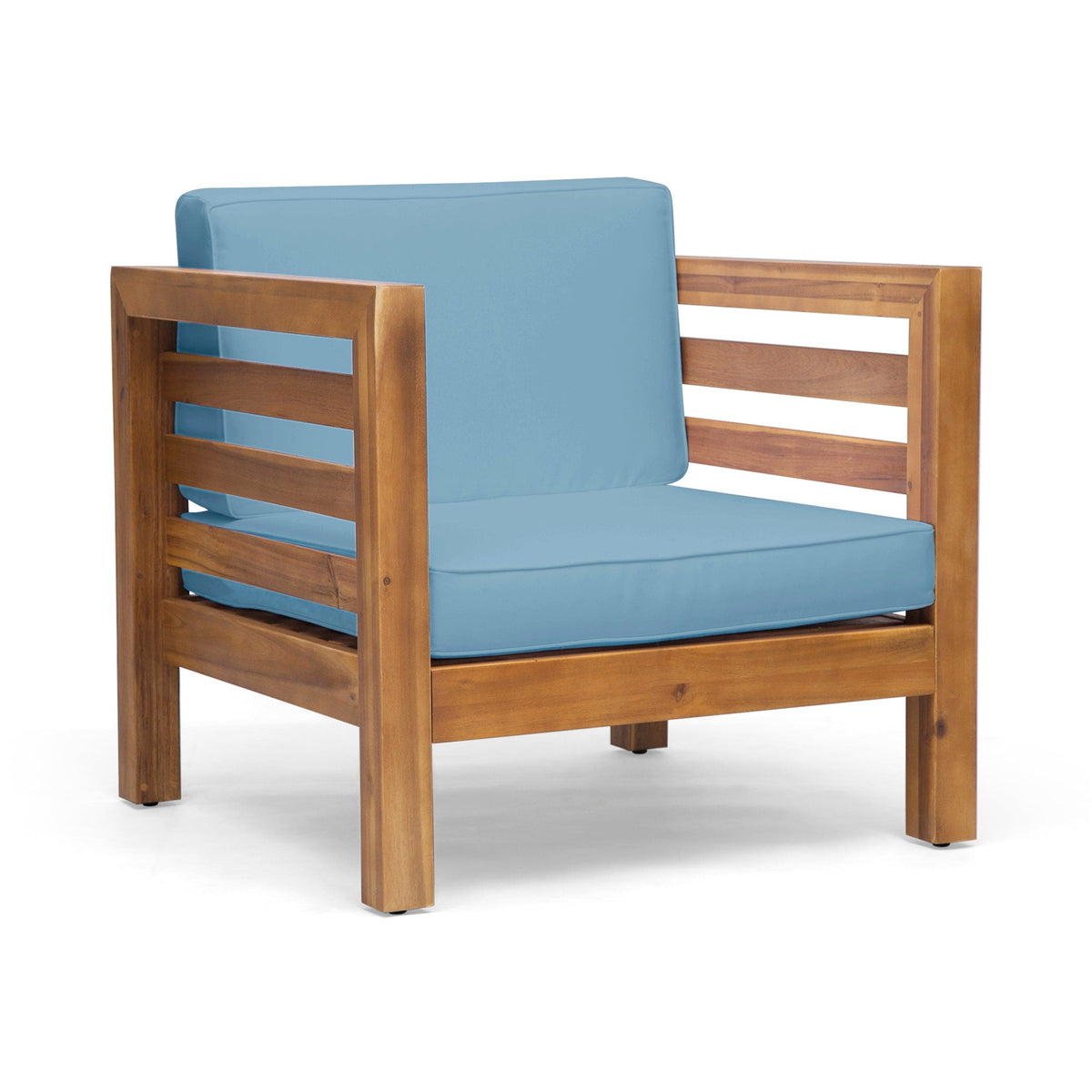 Sofa Chair Set Accent Chair Pecan and Blue Acacia Wood Club Chair