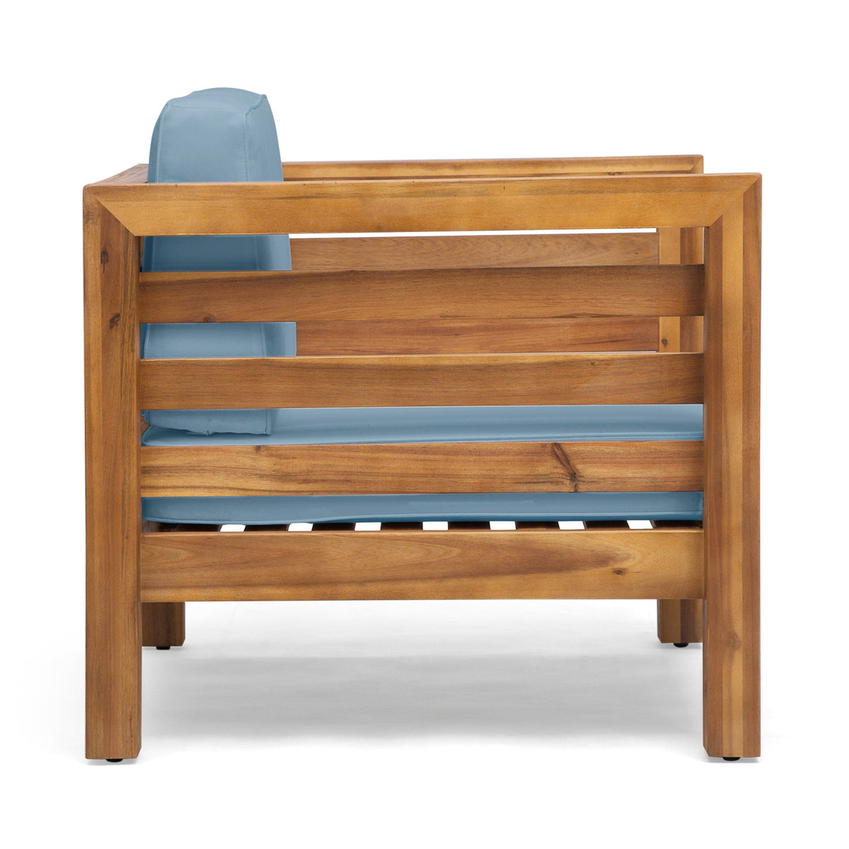 Sofa Chair Set Accent Chair Pecan and Blue Acacia Wood Club Chair