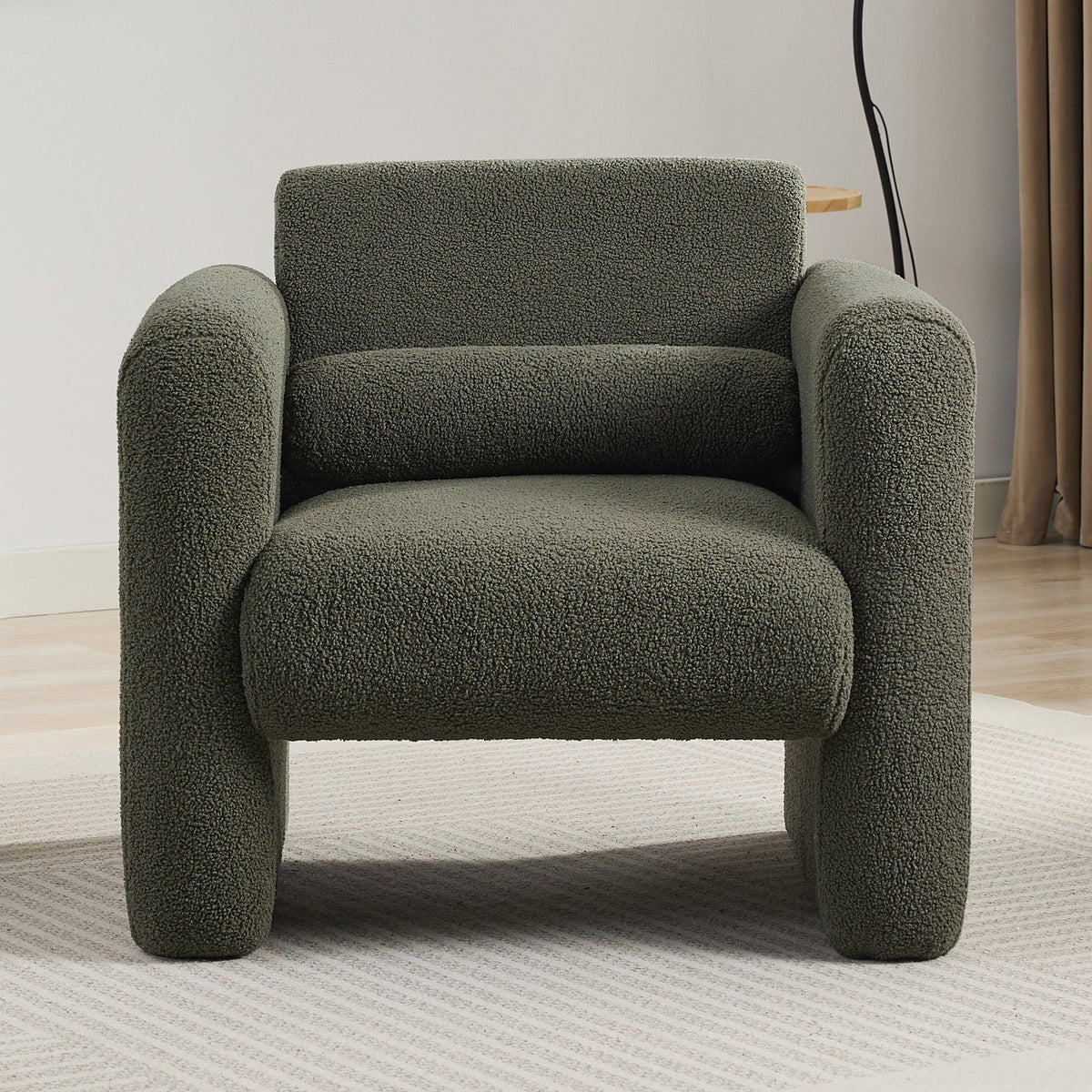 Sofa Chair Set Accent Chair Seaweed Green Sherpa Fabric Upholstered Accent Chair