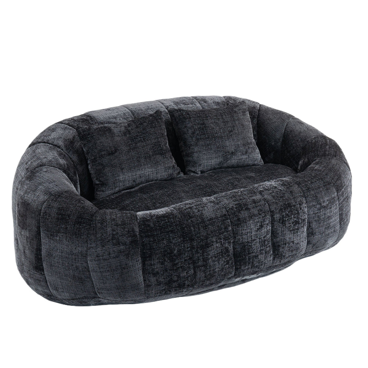 Sofa Chair Set Bean Bag Chair Comfortable High-Back Bean Bag Couch in Black Chenille