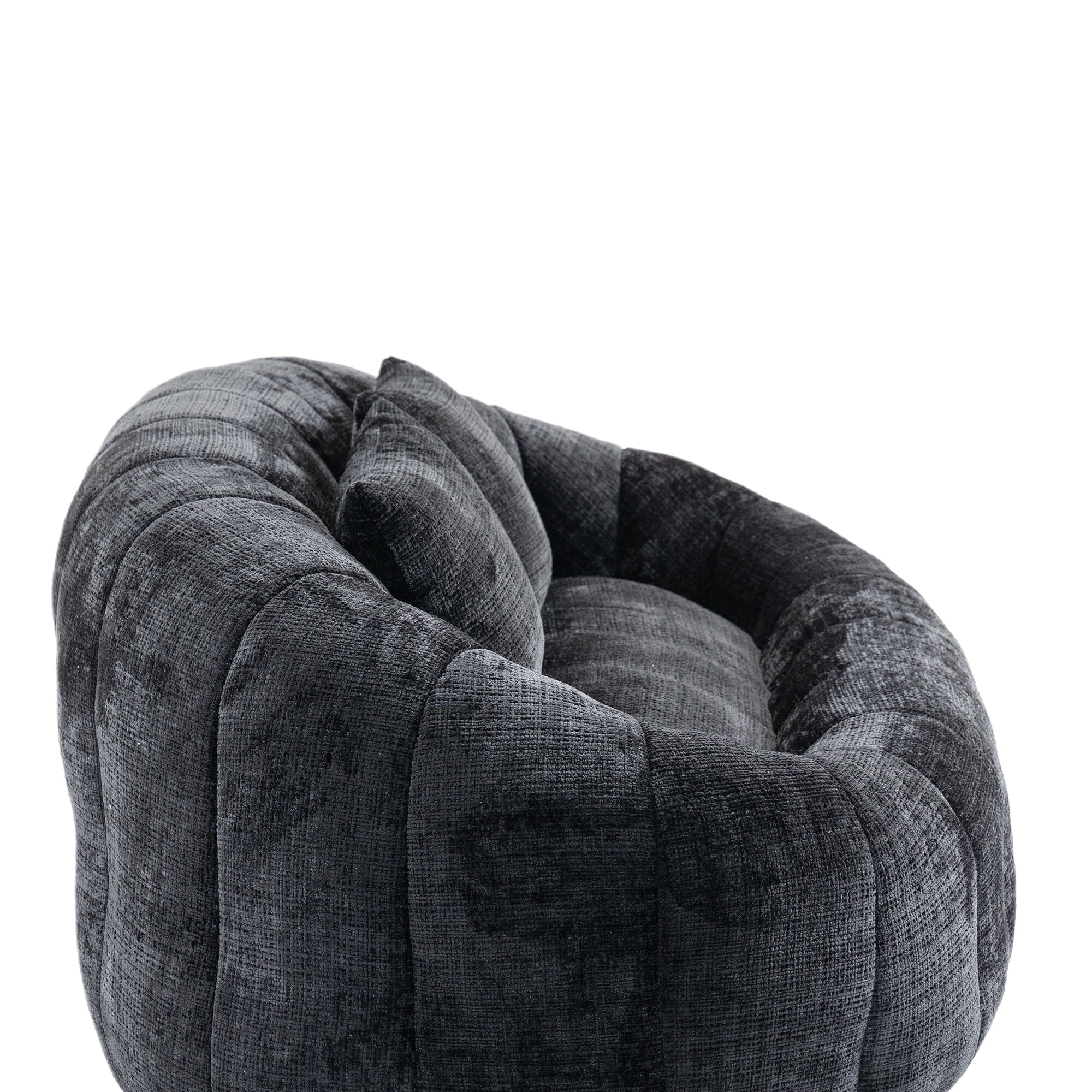 Sofa Chair Set Bean Bag Chair Comfortable High-Back Bean Bag Couch in Black Chenille