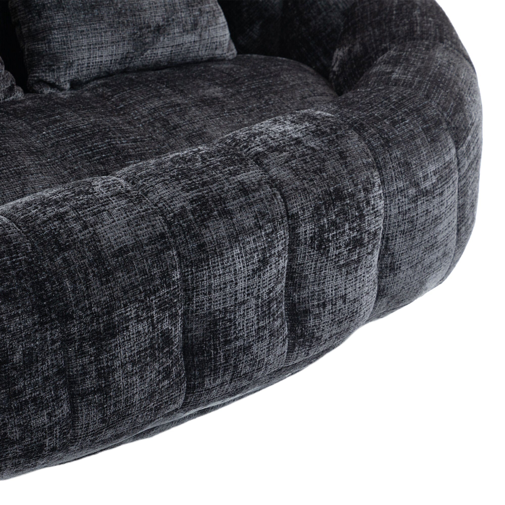 Sofa Chair Set Bean Bag Chair Comfortable High-Back Bean Bag Couch in Black Chenille