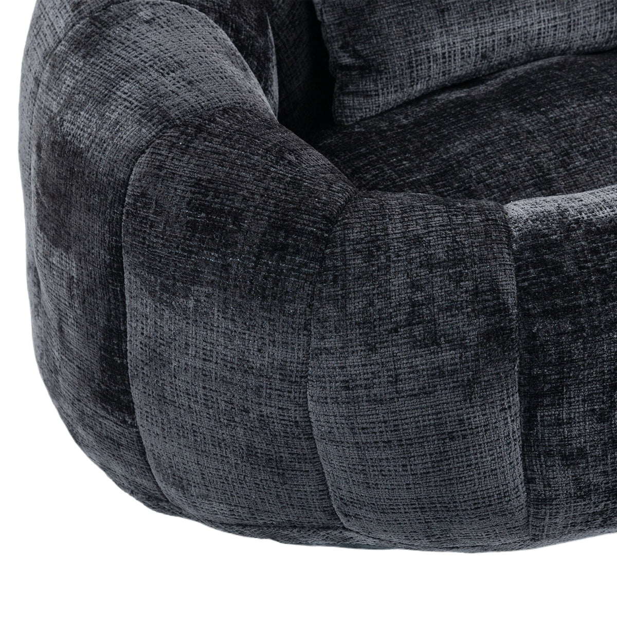 Sofa Chair Set Bean Bag Chair Comfortable High-Back Bean Bag Couch in Black Chenille