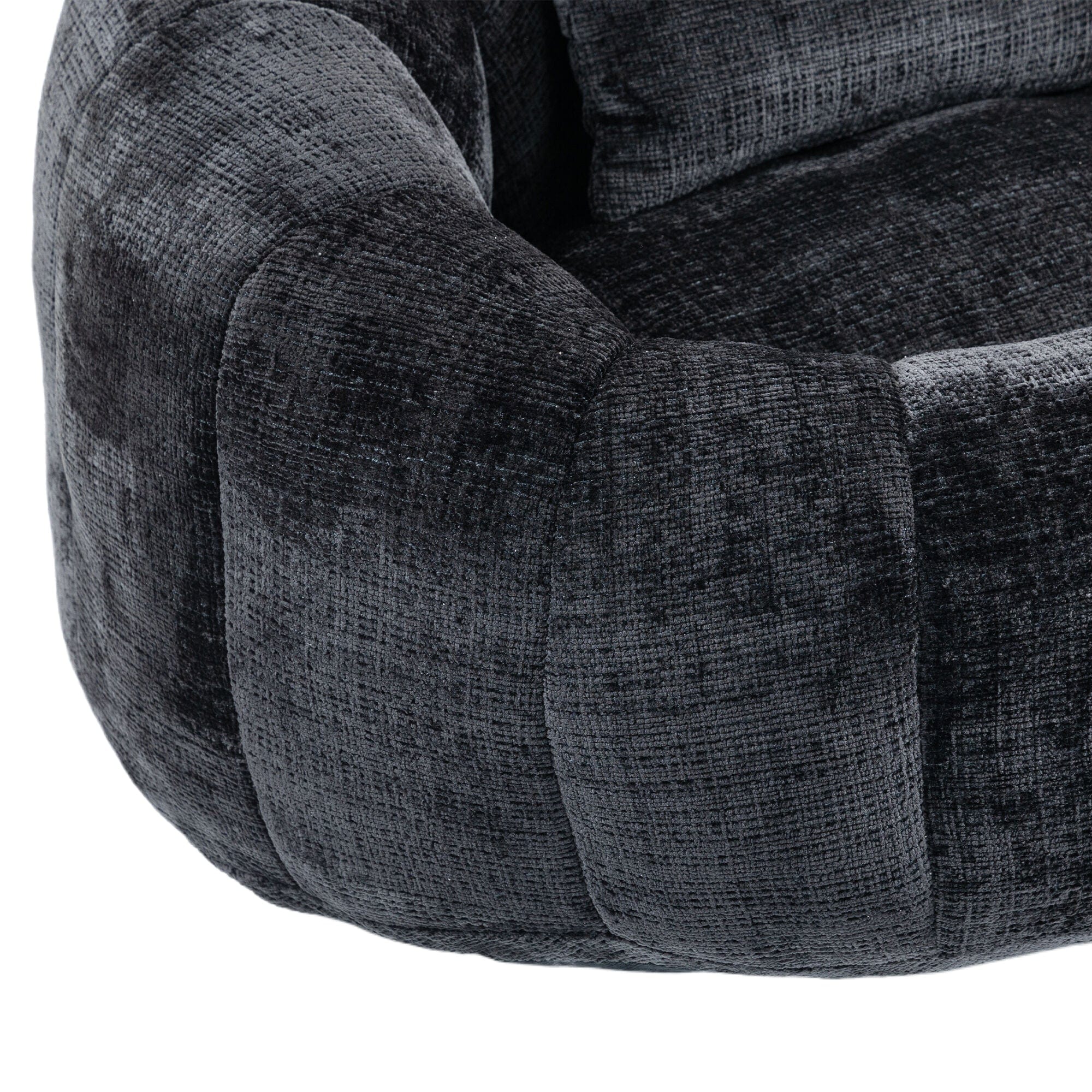 Sofa Chair Set Bean Bag Chair Comfortable High-Back Bean Bag Couch in Black Chenille