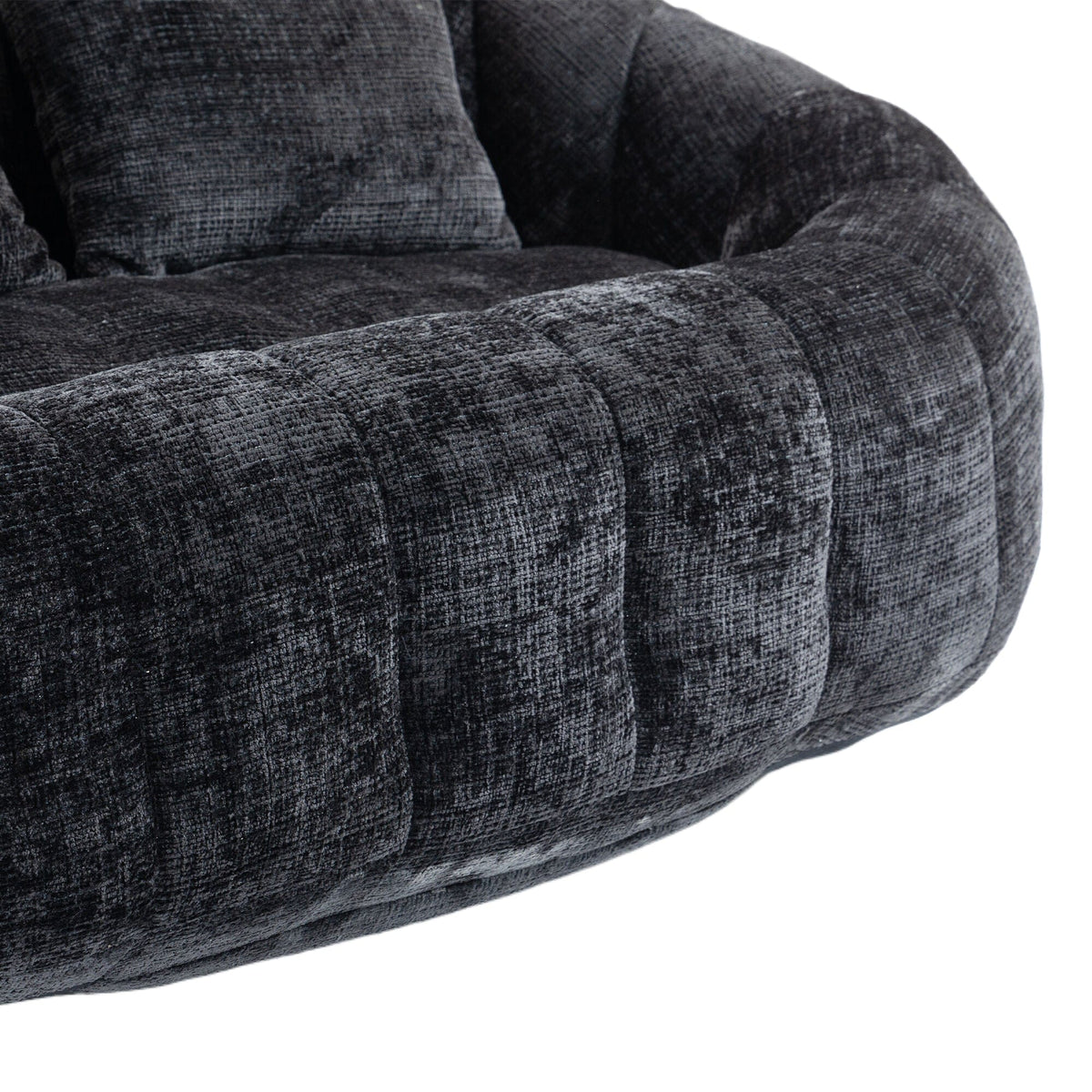 Sofa Chair Set Bean Bag Chair Comfortable High-Back Bean Bag Couch in Black Chenille
