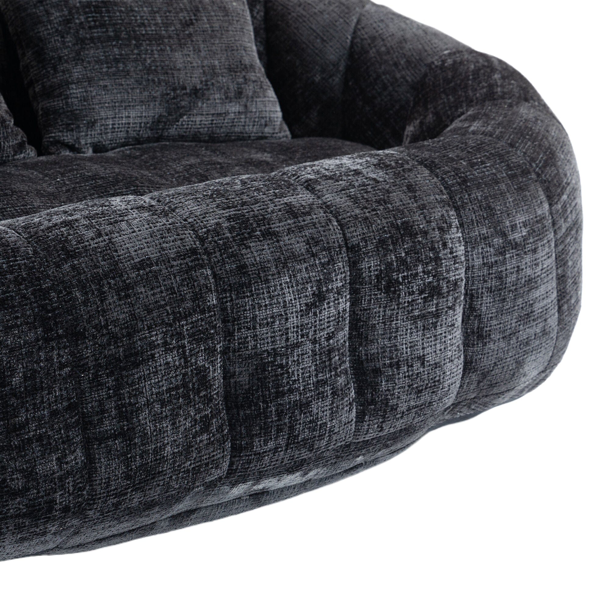 Sofa Chair Set Bean Bag Chair Comfortable High-Back Bean Bag Couch in Black Chenille