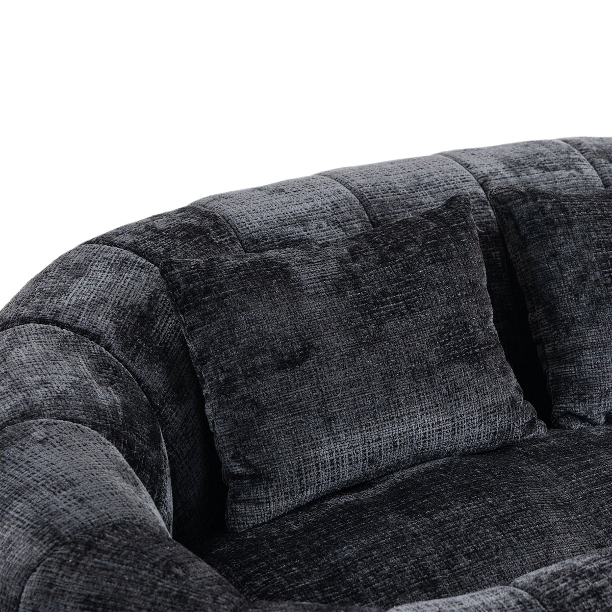 Sofa Chair Set Bean Bag Chair Comfortable High-Back Bean Bag Couch in Black Chenille