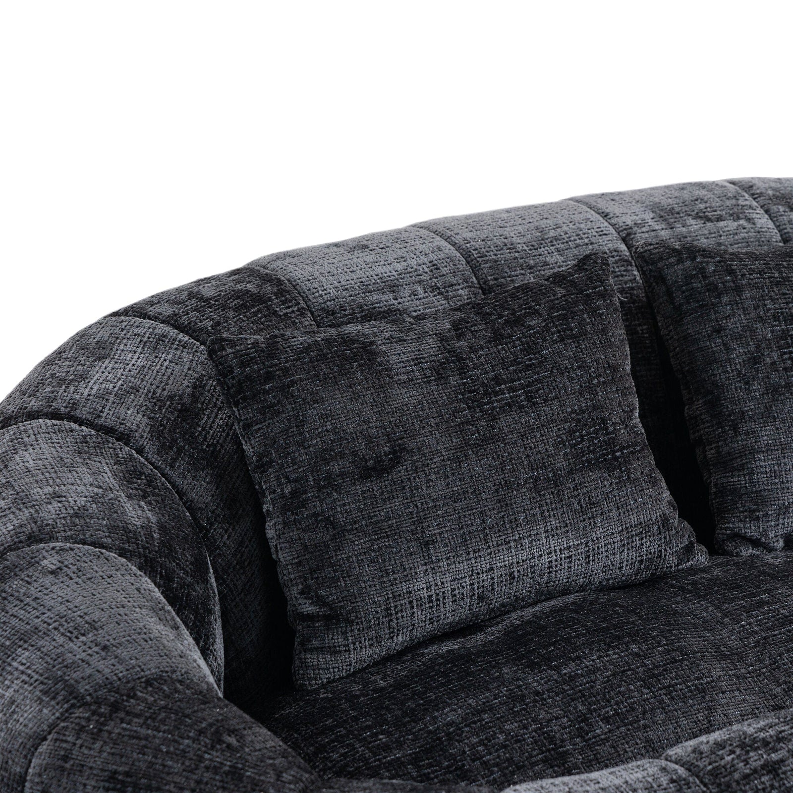 Sofa Chair Set Bean Bag Chair Comfortable High-Back Bean Bag Couch in Black Chenille