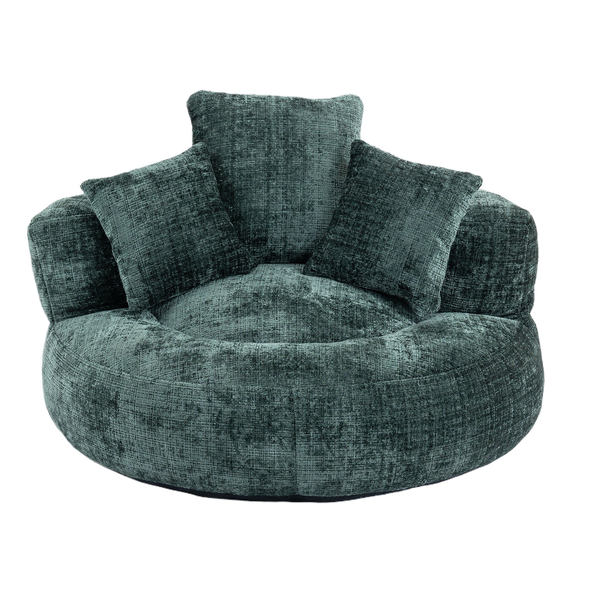 Sofa Chair Set Bean Bag Chair Default Comfortable Lazy Lounger Bean Bag Couch in Emerald Chenille