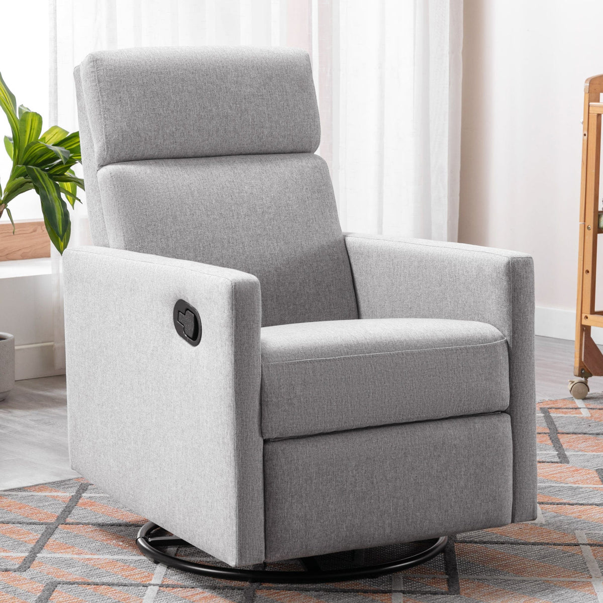 Sofa Chair Set Recliner Chair Modern Gray Upholstered Swivel Recliner Chair