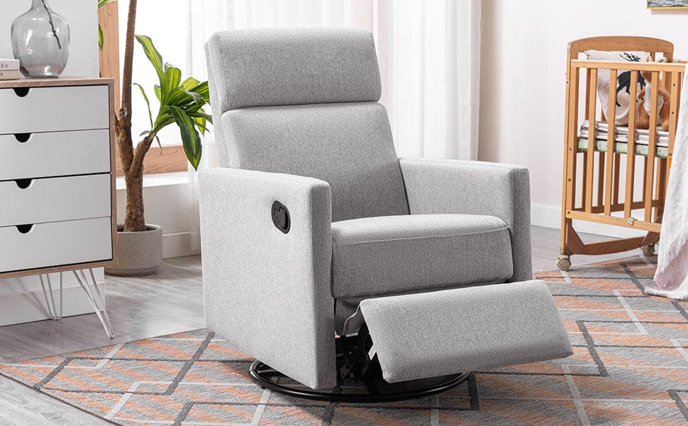 Sofa Chair Set Recliner Chair Modern Gray Upholstered Swivel Recliner Chair