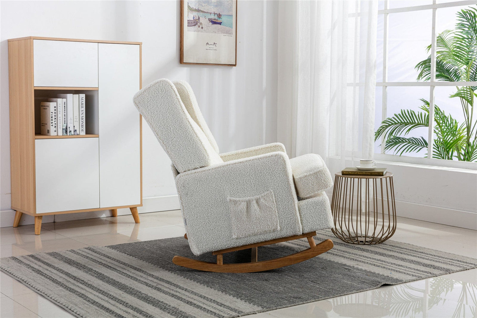 Sofa Chair Set Rocking Chair Mid-Century Modern White Teddy Rocking Chair