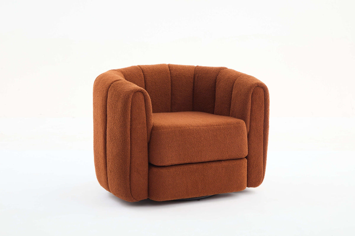 Sofa Chair Set Swivel Chair Modern Swivel  Barrel Accent Chair Upholstered In Brown Teddy