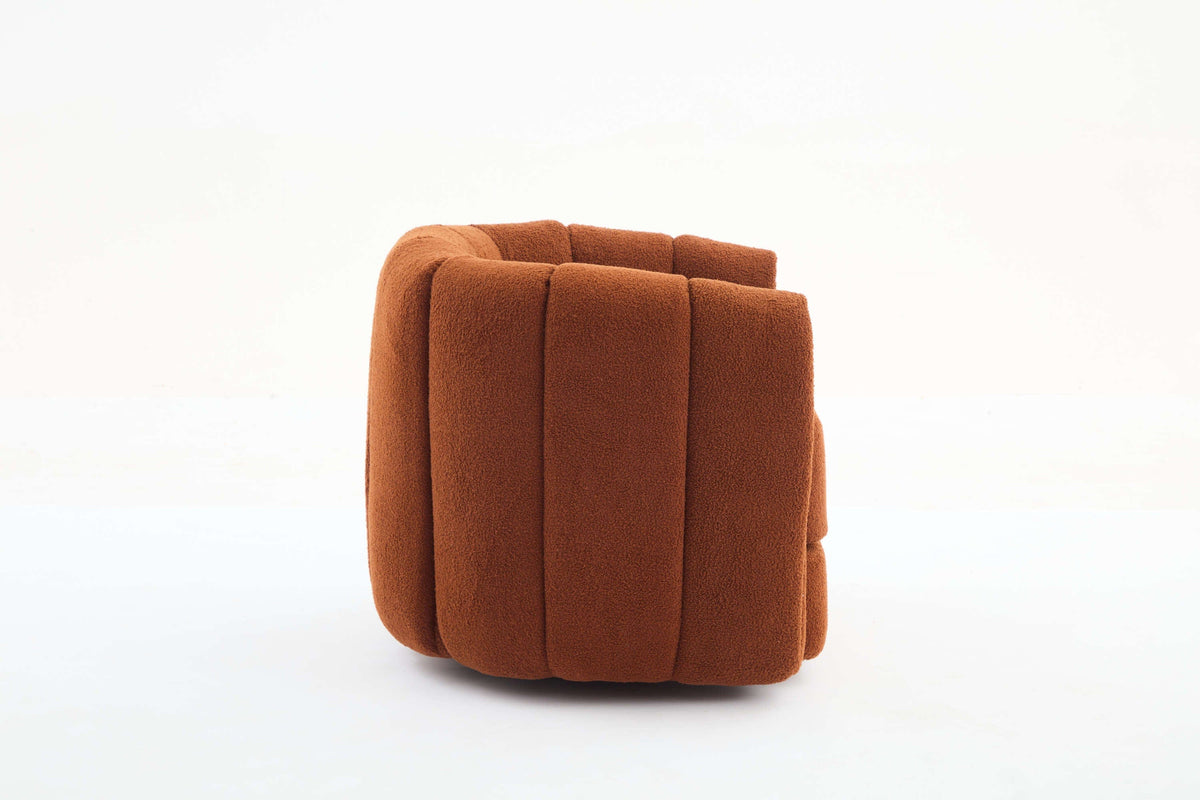 Sofa Chair Set Swivel Chair Modern Swivel  Barrel Accent Chair Upholstered In Brown Teddy