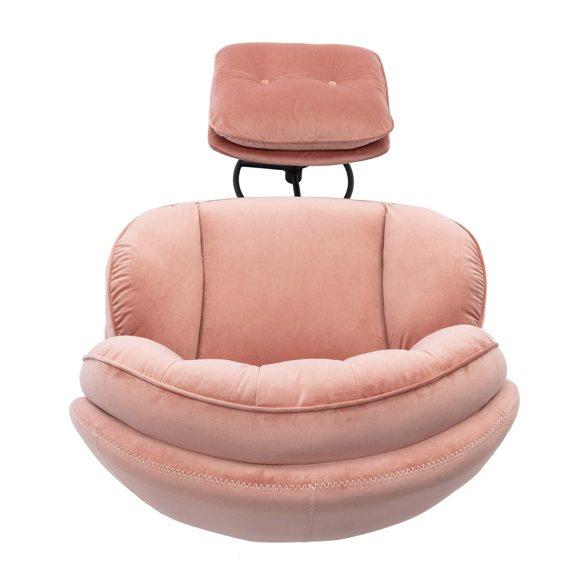 Sofa Chair Set Swivel Chair Pink Velvet Accent Chair with Ottoman Set