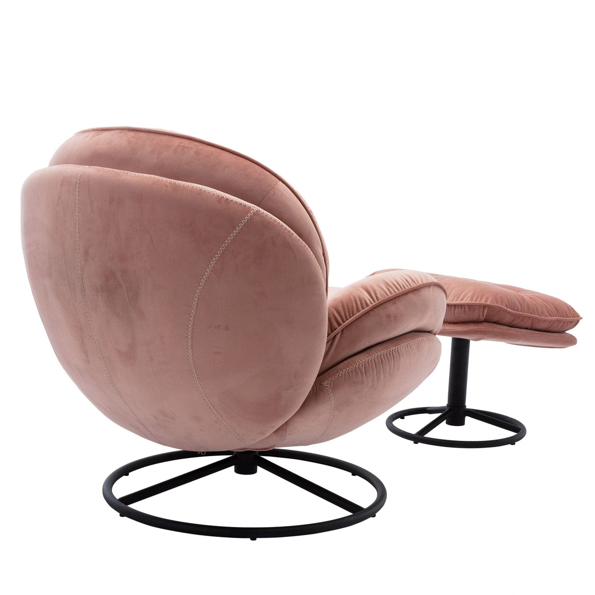 Sofa Chair Set Swivel Chair Pink Velvet Accent Chair with Ottoman Set