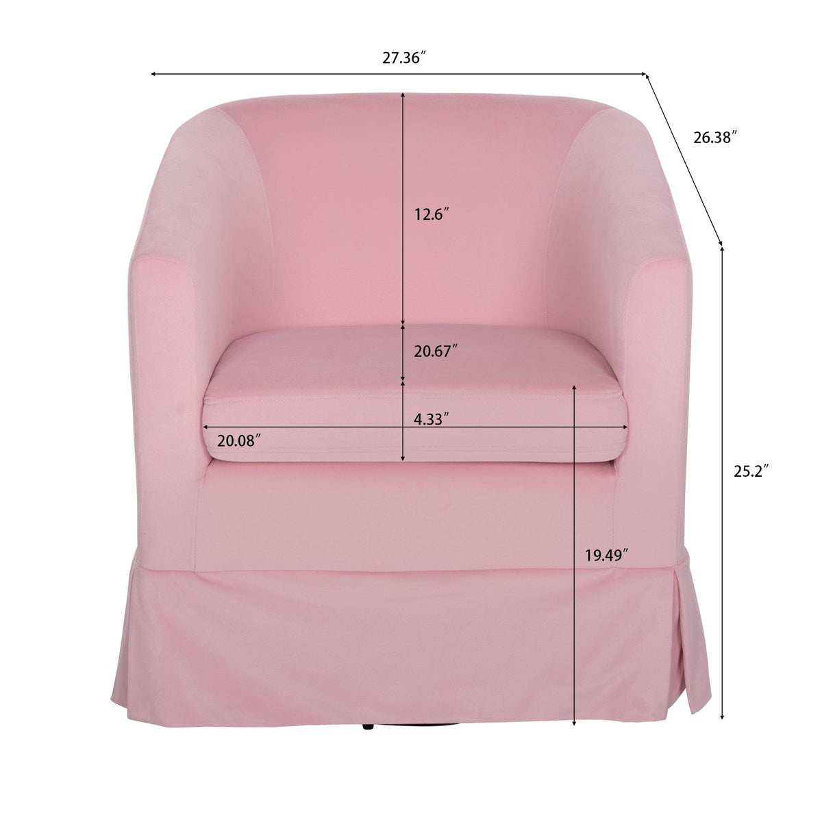 Sofa Chair Set Swivel Chair Pink Velvet Swivel Chair with 360° Rotation and Comfortable Cushioning