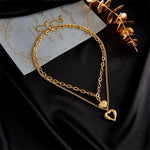 Load image into Gallery viewer, Stacked Golden Heart Contrast Necklaces
