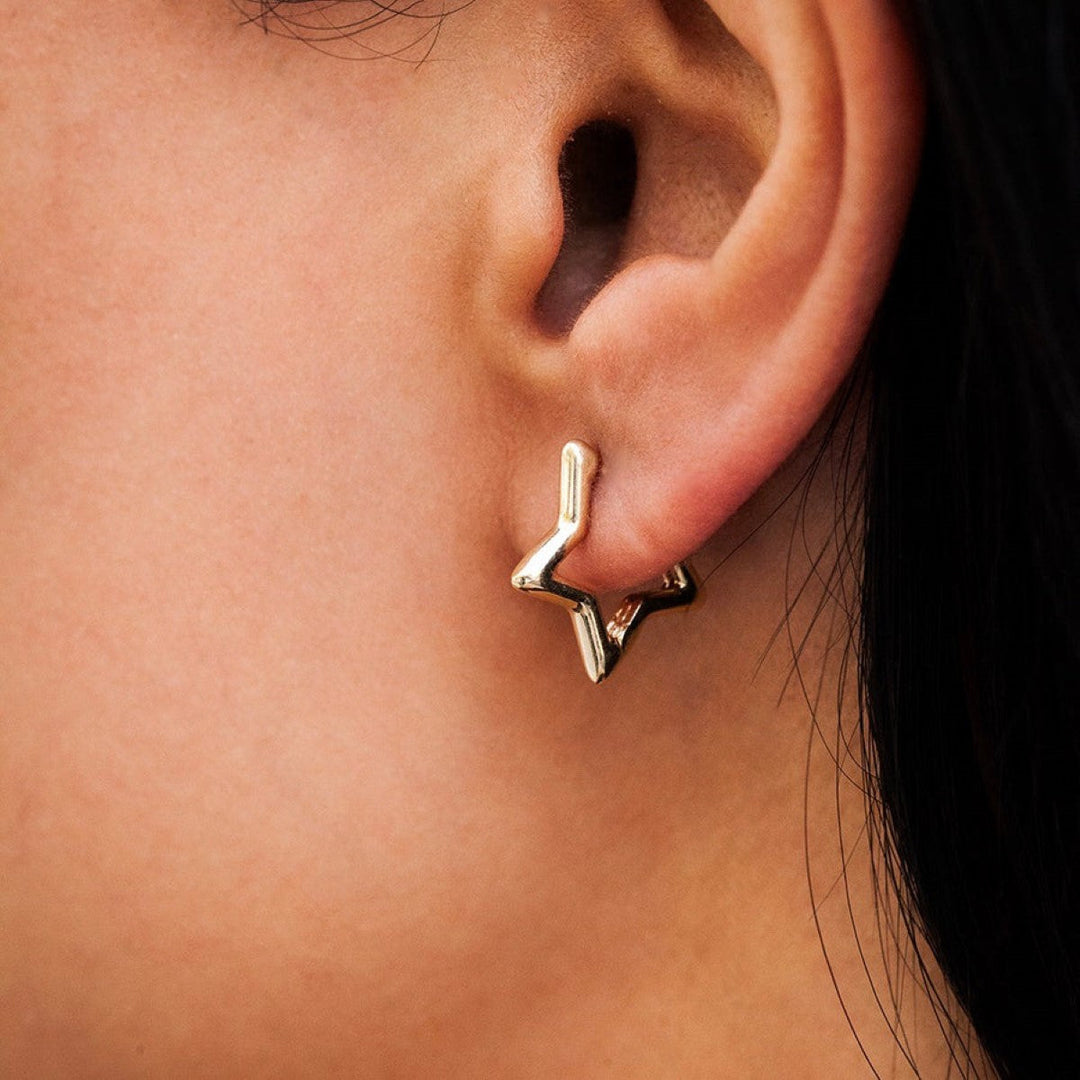 Star Huggie Earrings Star Hoop