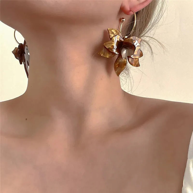 Statement Floral Hoop Earrings