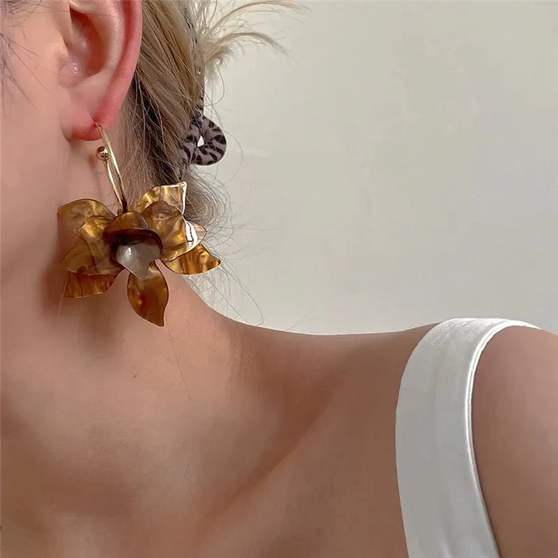 Statement Floral Hoop Earrings