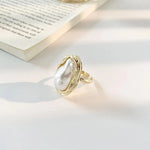 Load image into Gallery viewer, Statement Gold Accented Pearl Ring
