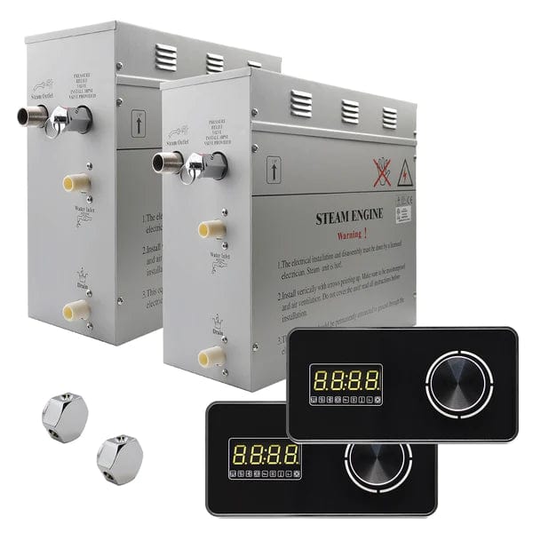STEAM PLANET 18kw / Dual Bluetooth Digital Keypad Steam Planet Superior Encore Steam Generator Self-Draining Steam Shower Kit | Horizontal Digital Keypad in Black with Built-in Temperature Sensor | Upgraded Keypad Connection Cable| Aromatherapy Steam Head for Perfect Steam- GH6LBP