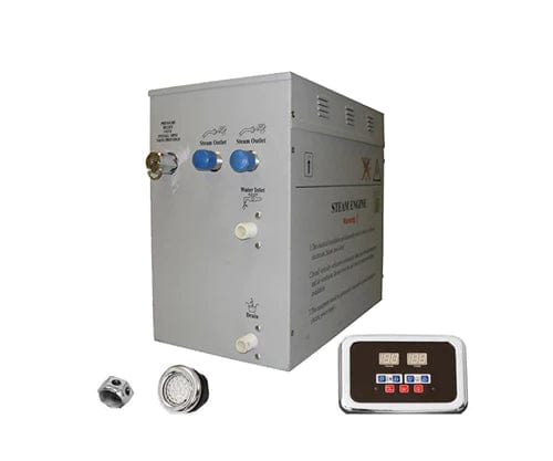 STEAM PLANET Steam Generators Steam Planet Steam Bath Generator with Waterproof Programmable Controls and 2 Chrome Steam Outlets  12kW Self Draining- 	EXTMSG12KW