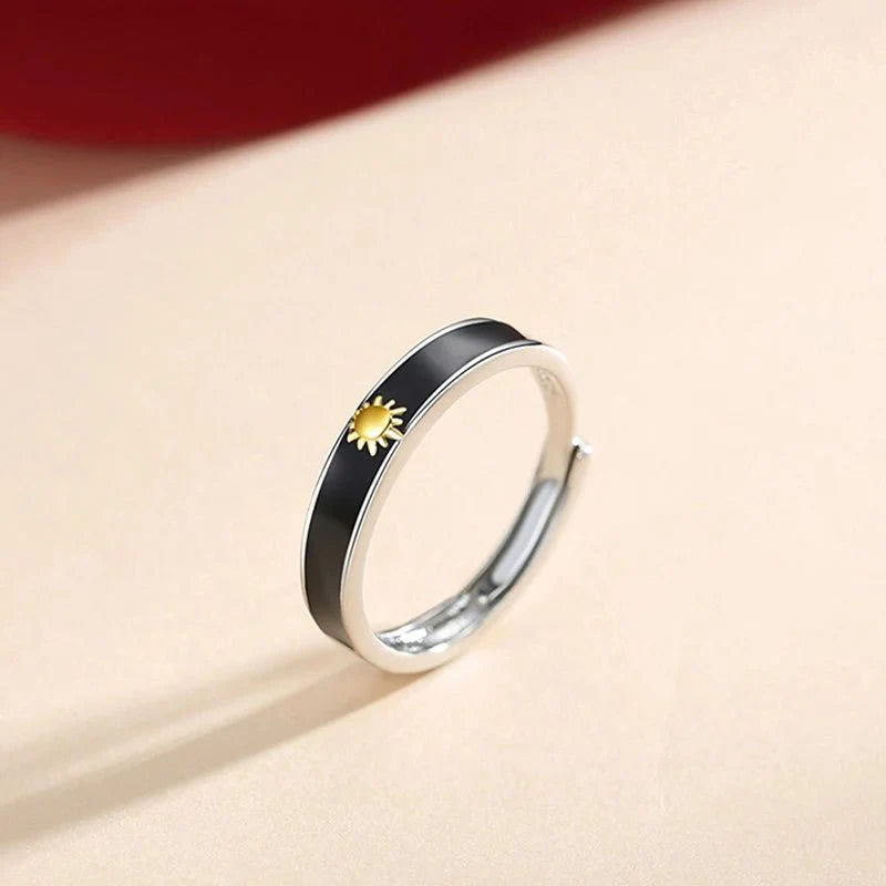 Sun moon matching couples rings 950094