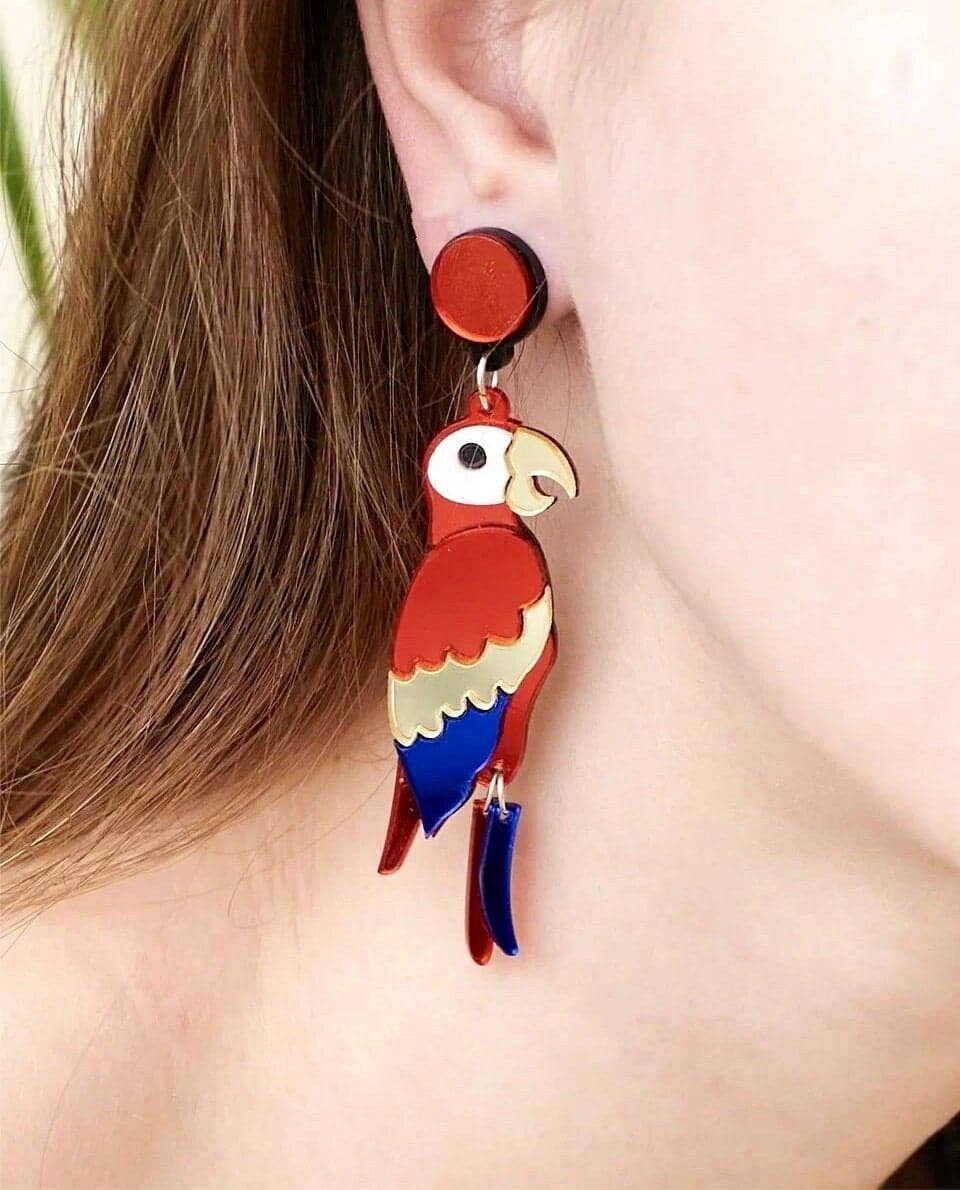 Yeganeh Parrot Earrings in Organic Acrylic