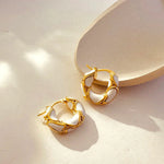 Load image into Gallery viewer, Textured Gold Contrast Hoop Earrings
