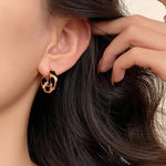 Load image into Gallery viewer, Textured Gold Contrast Hoop Earrings
