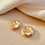 Load image into Gallery viewer, Textured Gold Contrast Hoop Earrings
