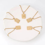 Load image into Gallery viewer, Textured Rectangle Letter Initial Necklace
