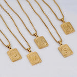 Load image into Gallery viewer, Textured Rectangle Letter Initial Necklace

