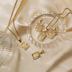 Load image into Gallery viewer, Textured Rectangle Letter Initial Necklace
