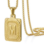 Load image into Gallery viewer, Textured Rectangle Letter Initial Necklace
