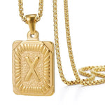 Load image into Gallery viewer, Textured Rectangle Letter Initial Necklace
