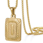 Load image into Gallery viewer, Textured Rectangle Letter Initial Necklace
