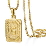 Load image into Gallery viewer, Textured Rectangle Letter Initial Necklace
