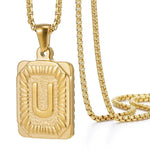Load image into Gallery viewer, Textured Rectangle Letter Initial Necklace
