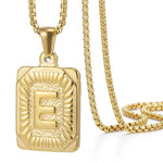 Load image into Gallery viewer, Textured Rectangle Letter Initial Necklace
