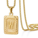 Load image into Gallery viewer, Textured Rectangle Letter Initial Necklace
